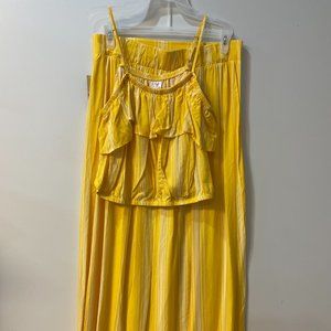 No Boundaries 2 Pc Set- Yellow Maxi Skirt with Off the Shoulder Midi Top (NWT)